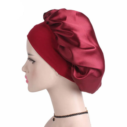 "Satin Sleep Bonnet: Luxurious Night Hair Cap for Women - Unisex Sleeping Hat for Hair Care"