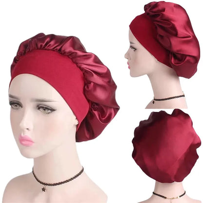 "Satin Sleep Bonnet: Luxurious Night Hair Cap for Women - Unisex Sleeping Hat for Hair Care"