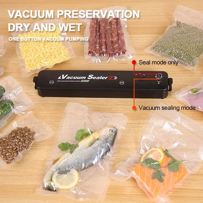 "TINTON LIFE Premium Vacuum Sealer – 220V/110V Food Preservation Machine with 10 Free Bags – Keep Food Fresh Longer in Sleek Black"