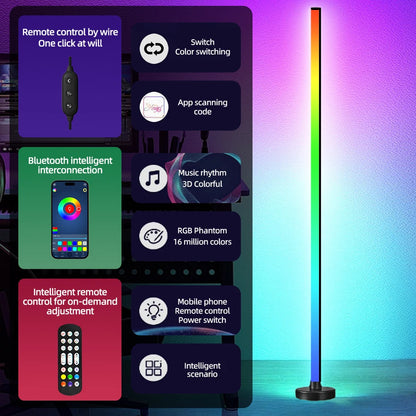 "LumiWave: Smart RGB Floor Lamp with Music Sync & App Control for Ultimate Ambience"