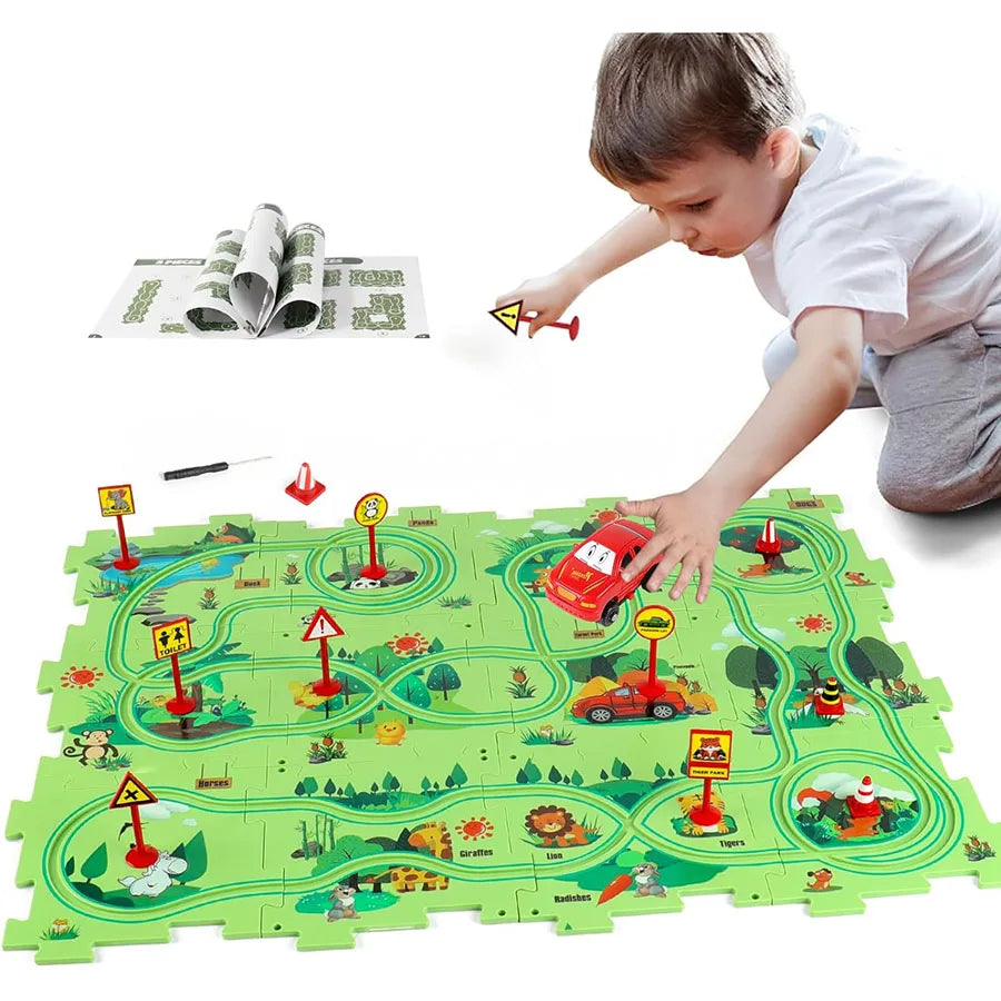 "Ultimate Montessori Logic Board Game: Race Car Track & Puzzle Toy for Kids’ Educational Fun"