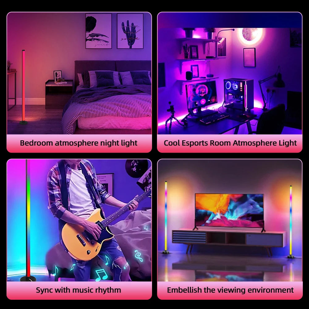 "LumiWave: Smart RGB Floor Lamp with Music Sync & App Control for Ultimate Ambience"