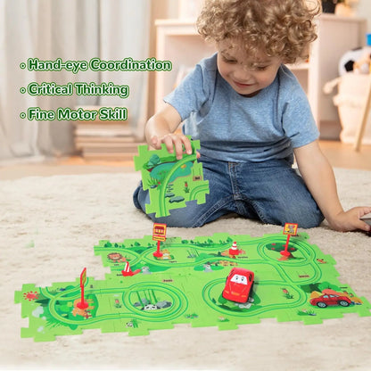 "Ultimate Montessori Logic Board Game: Race Car Track & Puzzle Toy for Kids’ Educational Fun"