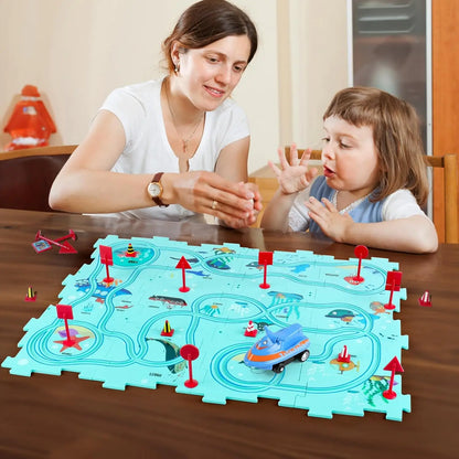 "Ultimate Montessori Logic Board Game: Race Car Track & Puzzle Toy for Kids’ Educational Fun"