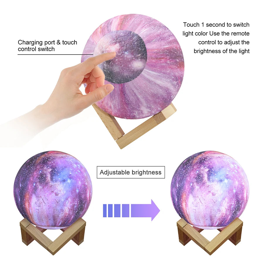 Starlight Luna Lamp – 16-Colour 3D Touch Moonlight