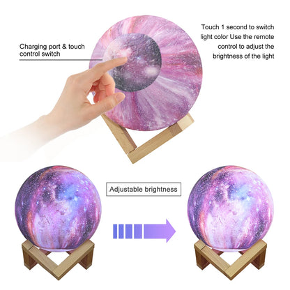 Starlight Luna Lamp – 16-Colour 3D Touch Moonlight