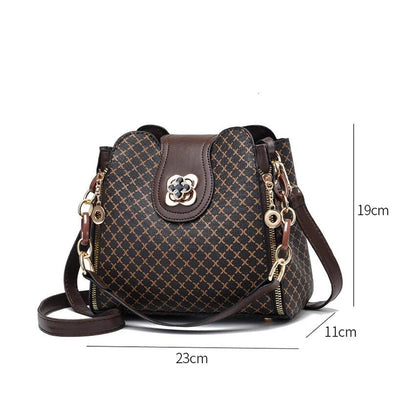 "Elegant Women's Luxury Bucket Bag - Check Print, Large Capacity Crossbody & Shoulder Bag"