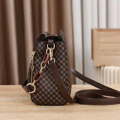 "Elegant Women's Luxury Bucket Bag - Check Print, Large Capacity Crossbody & Shoulder Bag"