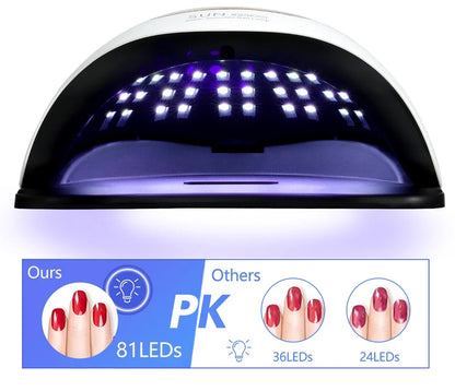 380W UV LED Nail Lamp Dryer for Nails Gel Polish with 81LEDs 4 Timer Setting HD Display Auto Sensor Professional