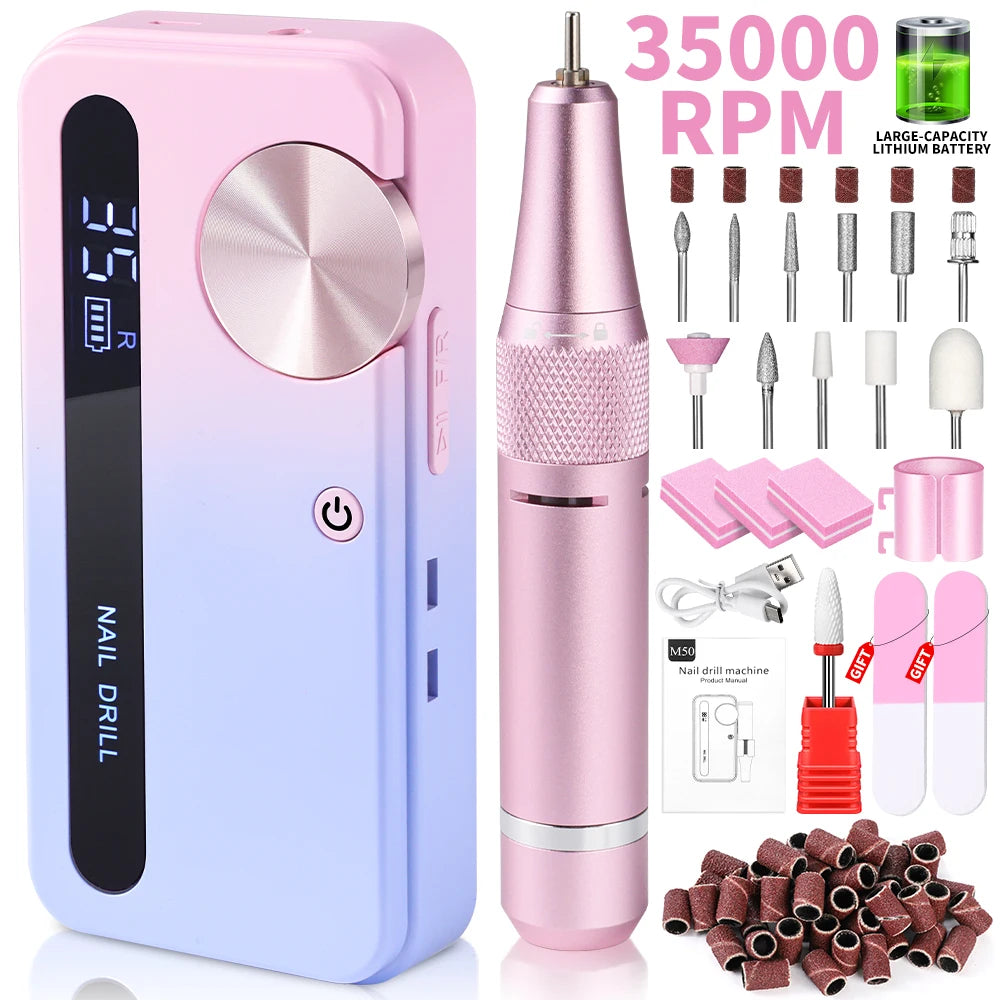 "ProSpin 35K Portable Nail Drill - Professional Rechargeable Manicure Tool"?