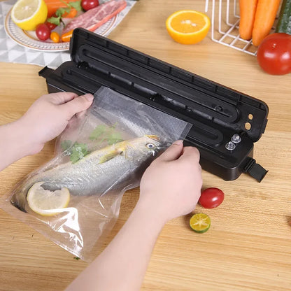 "TINTON LIFE Premium Vacuum Sealer – 220V/110V Food Preservation Machine with 10 Free Bags – Keep Food Fresh Longer in Sleek Black"