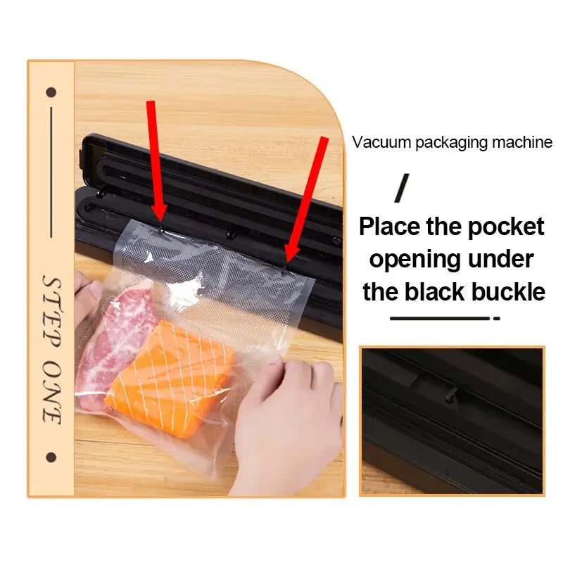 "TINTON LIFE Premium Vacuum Sealer – 220V/110V Food Preservation Machine with 10 Free Bags – Keep Food Fresh Longer in Sleek Black"