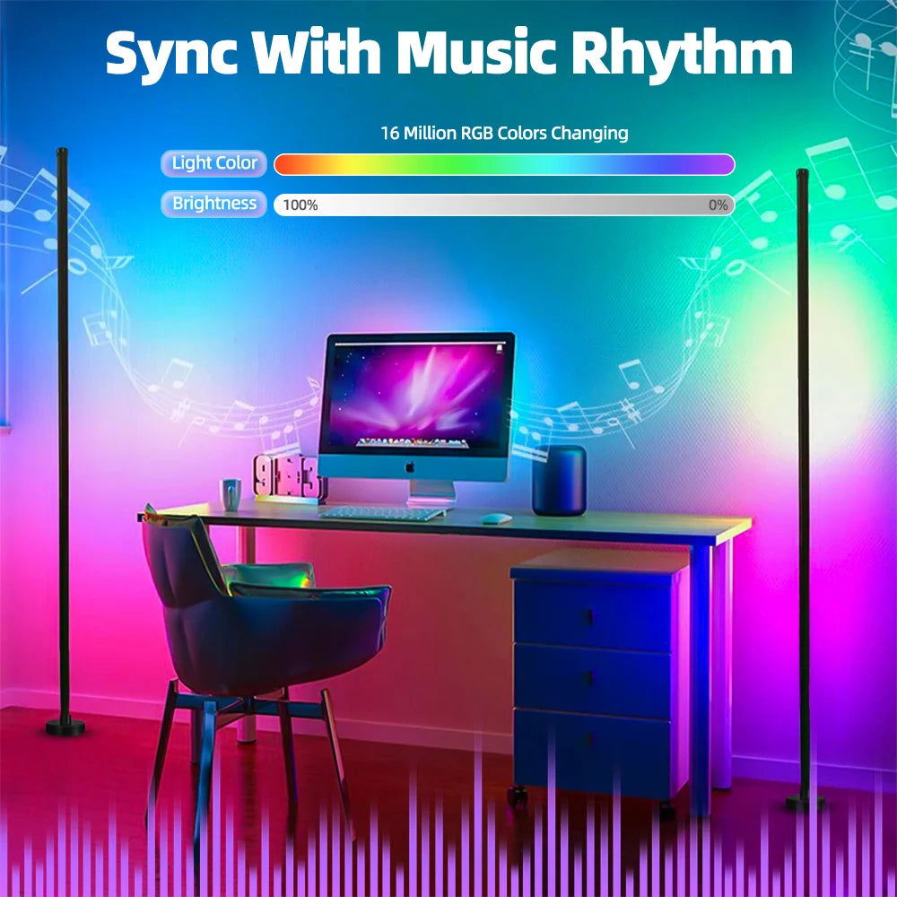 "LumiWave: Smart RGB Floor Lamp with Music Sync & App Control for Ultimate Ambience"