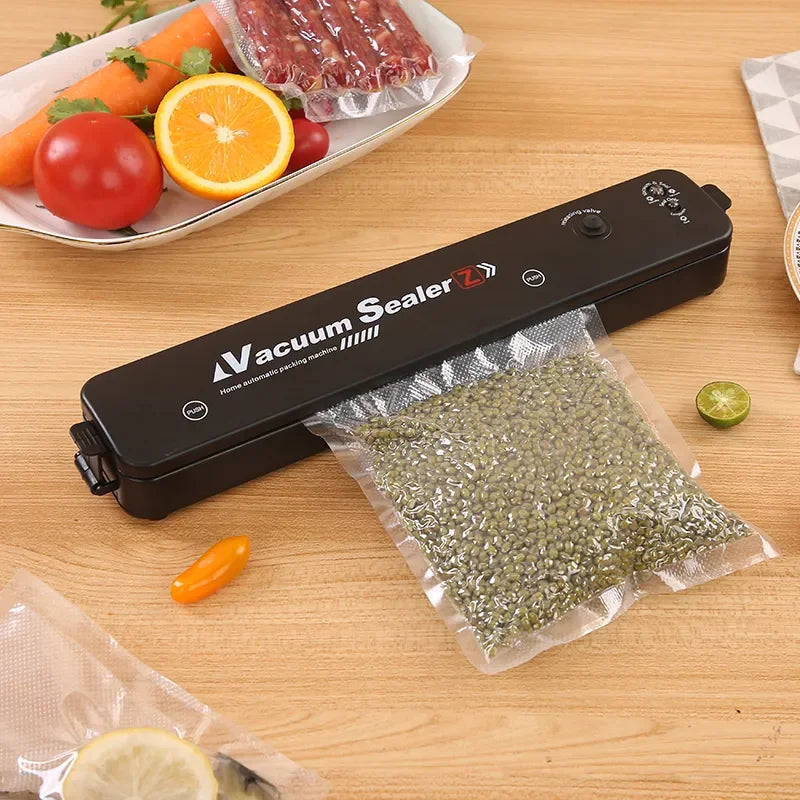 "TINTON LIFE Premium Vacuum Sealer – 220V/110V Food Preservation Machine with 10 Free Bags – Keep Food Fresh Longer in Sleek Black"