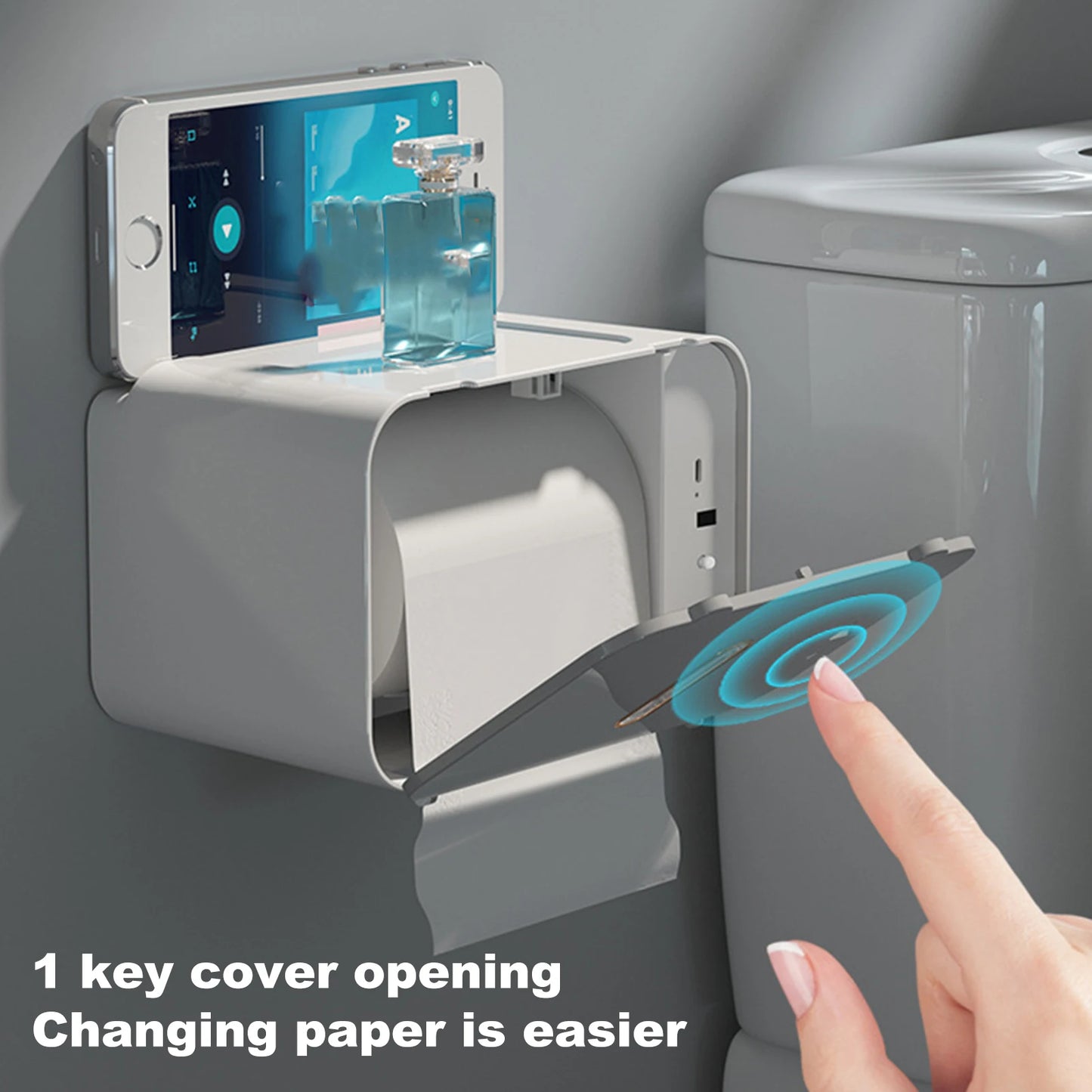 "SmartSense Auto Dispenser: Hands-Free Induction Toilet Paper Shelf"