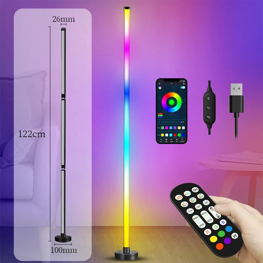 "LumiWave: Smart RGB Floor Lamp with Music Sync & App Control for Ultimate Ambience"