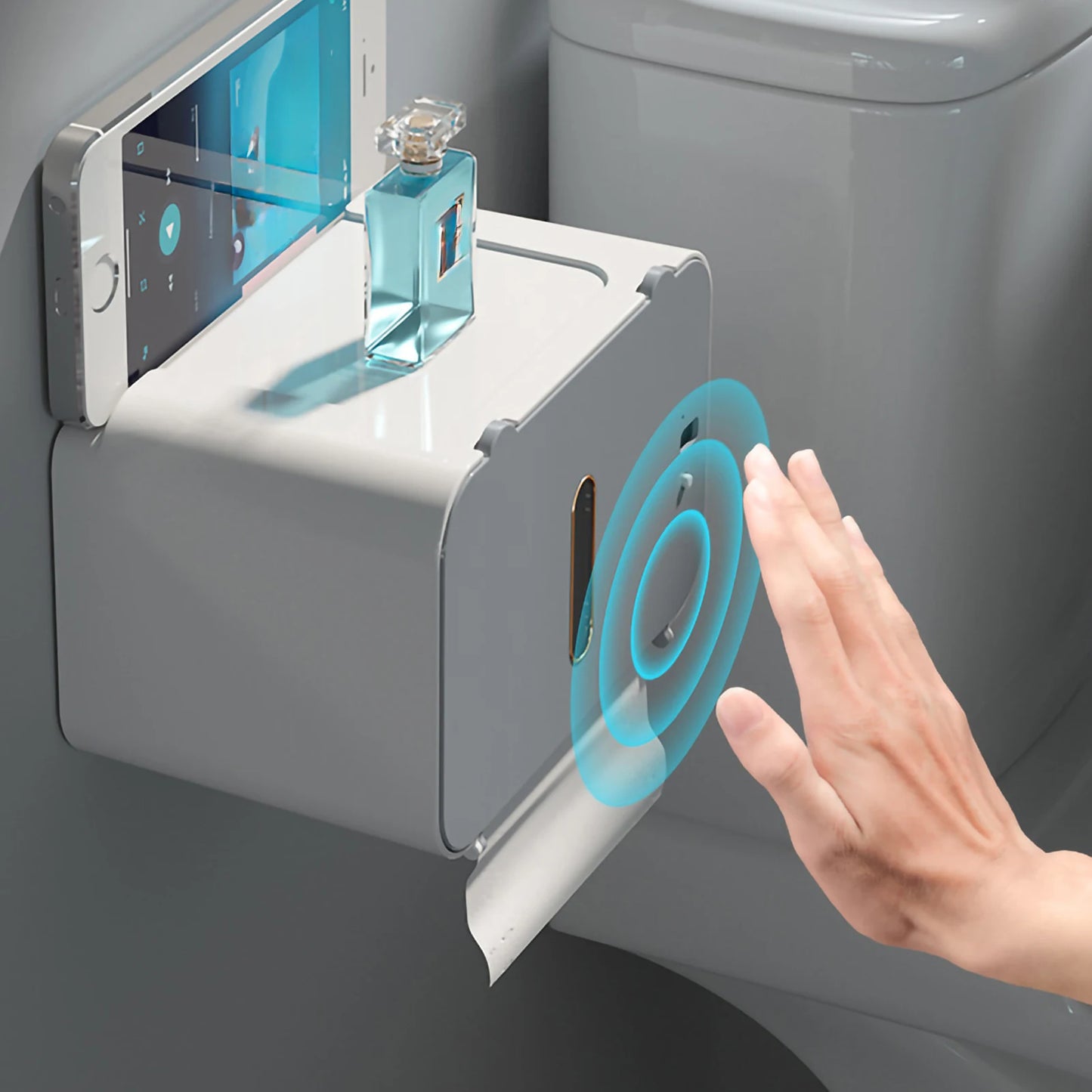 "SmartSense Auto Dispenser: Hands-Free Induction Toilet Paper Shelf"